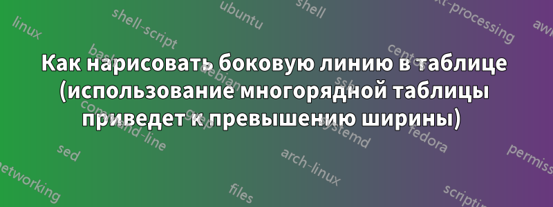 Как нарисовать боковую линию в таблице (использование многорядной таблицы приведет к превышению ширины) 