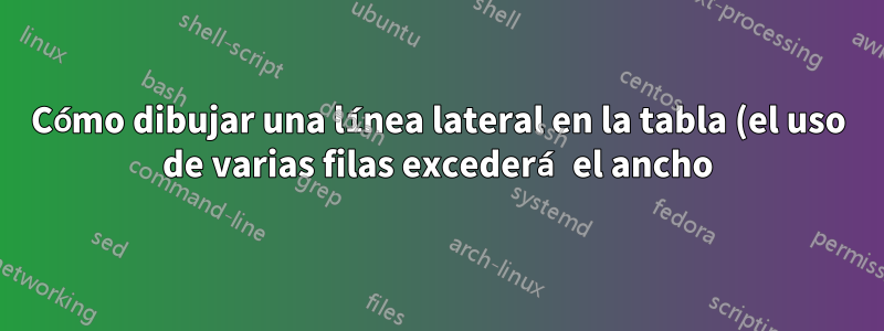 Cómo dibujar una línea lateral en la tabla (el uso de varias filas excederá el ancho)