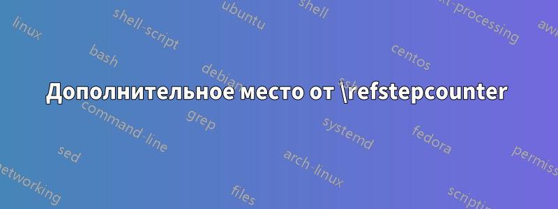 Дополнительное место от \refstepcounter