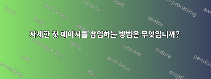 자세한 첫 페이지를 삽입하는 방법은 무엇입니까?