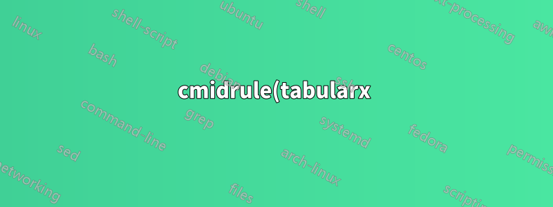 cmidrule(tabularx)을 사용하는 테이블의 줄 길이가 동일하지 않습니다.