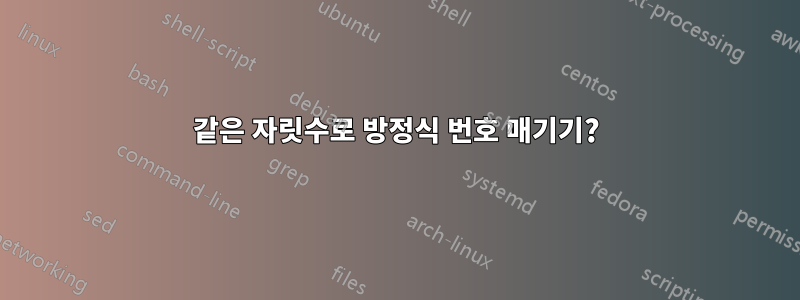 같은 자릿수로 방정식 번호 매기기?