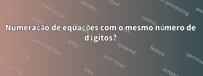 Numeração de equações com o mesmo número de dígitos?