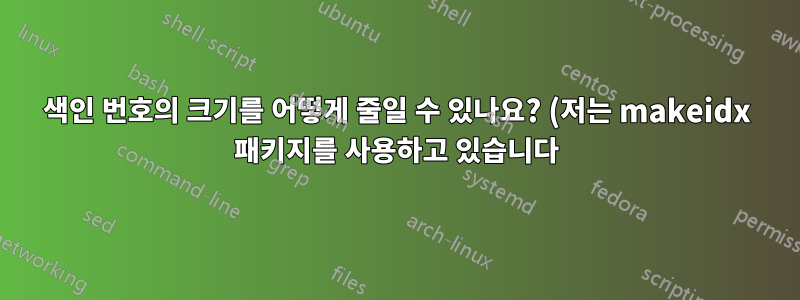 색인 번호의 크기를 어떻게 줄일 수 있나요? (저는 makeidx 패키지를 사용하고 있습니다)