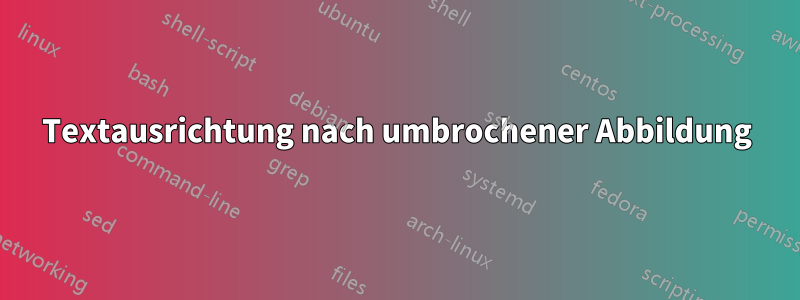 Textausrichtung nach umbrochener Abbildung