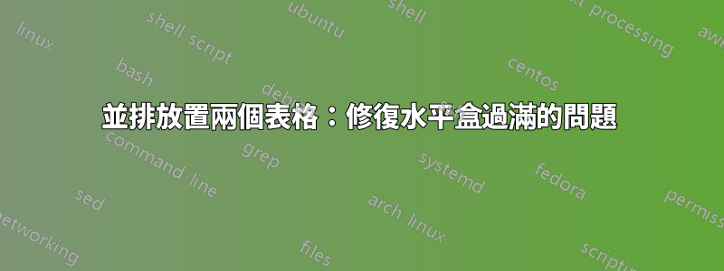 並排放置兩個表格：修復水平盒過滿的問題