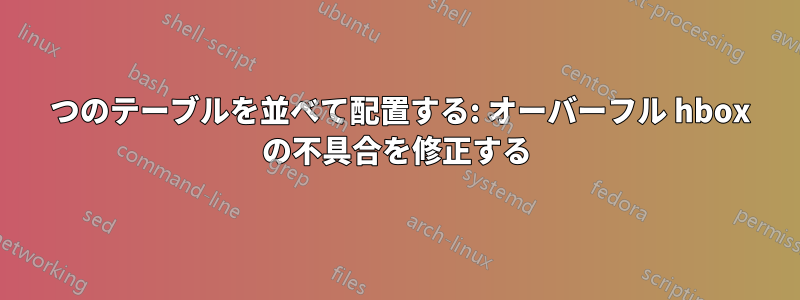 2 つのテーブルを並べて配置する: オーバーフル hbox の不具合を修正する