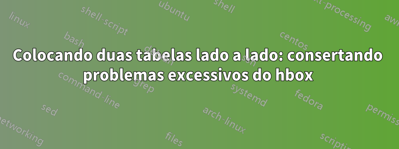 Colocando duas tabelas lado a lado: consertando problemas excessivos do hbox