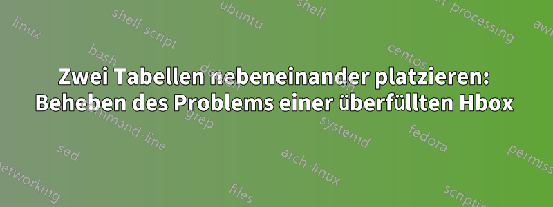 Zwei Tabellen nebeneinander platzieren: Beheben des Problems einer überfüllten Hbox