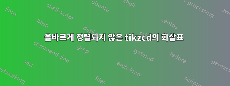 올바르게 정렬되지 않은 tikzcd의 화살표