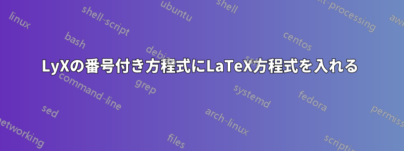 LyXの番号付き方程式にLaTeX方程式を入れる