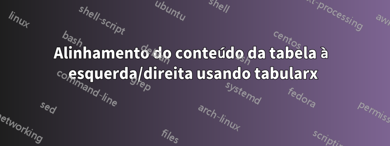 Alinhamento do conteúdo da tabela à esquerda/direita usando tabularx