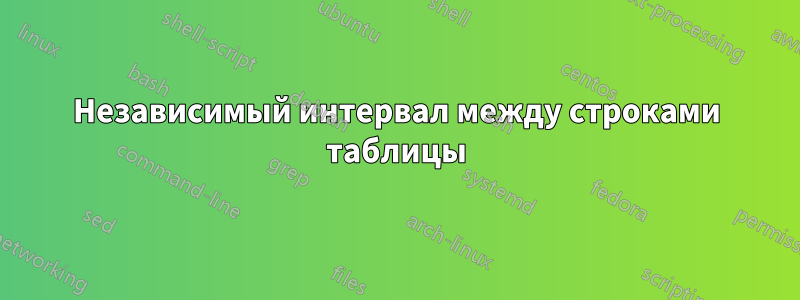 Независимый интервал между строками таблицы