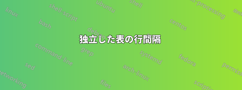 独立した表の行間隔