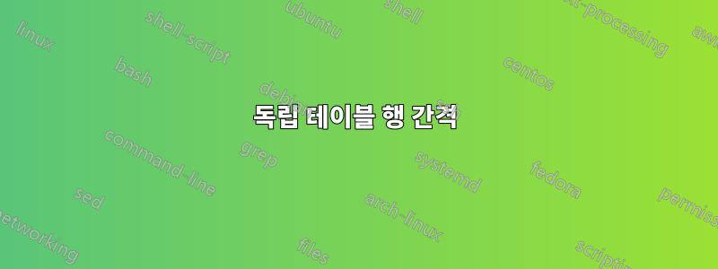 독립 테이블 행 간격