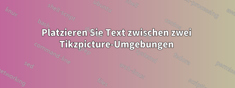 Platzieren Sie Text zwischen zwei Tikzpicture-Umgebungen