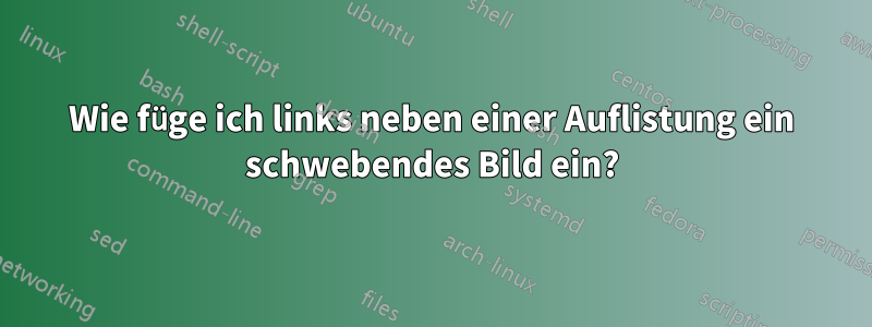 Wie füge ich links neben einer Auflistung ein schwebendes Bild ein?