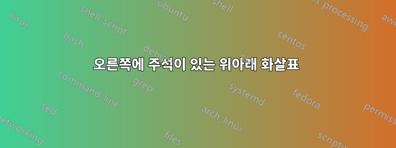 오른쪽에 주석이 있는 위아래 화살표