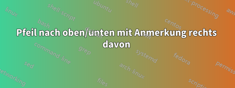 Pfeil nach oben/unten mit Anmerkung rechts davon