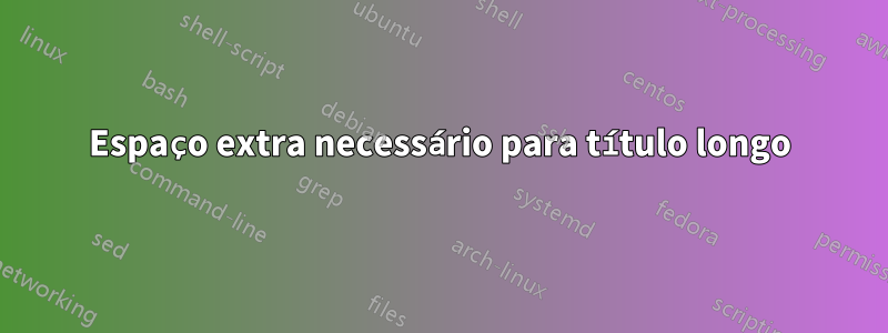 Espaço extra necessário para título longo