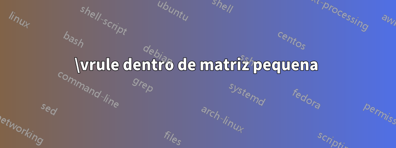 \vrule dentro de matriz pequena