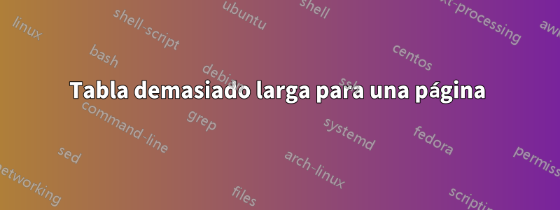 Tabla demasiado larga para una página