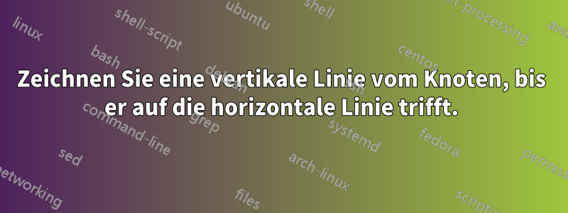 Zeichnen Sie eine vertikale Linie vom Knoten, bis er auf die horizontale Linie trifft.