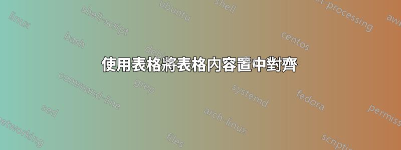 使用表格將表格內容置中對齊