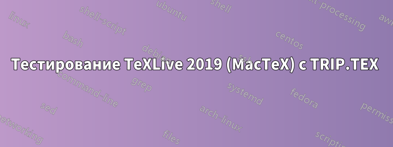 Тестирование TeXLive 2019 (MacTeX) с TRIP.TEX