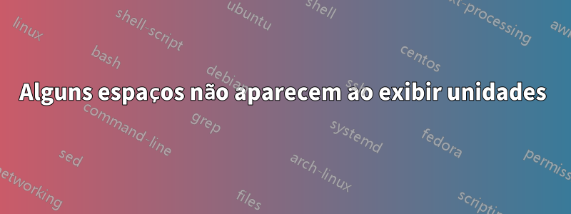 Alguns espaços não aparecem ao exibir unidades