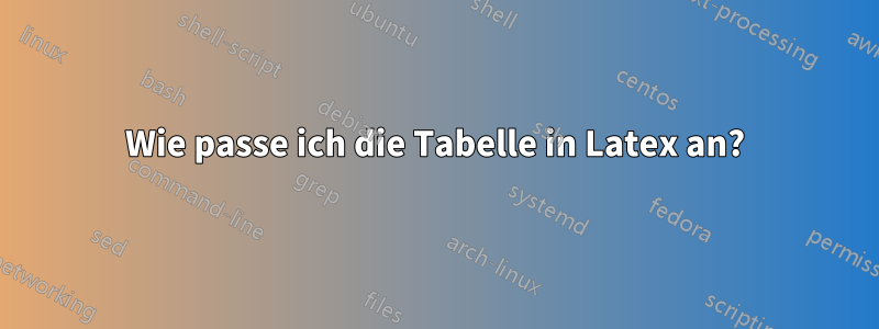 Wie passe ich die Tabelle in Latex an?