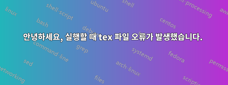 안녕하세요, 실행할 때 tex 파일 오류가 발생했습니다.