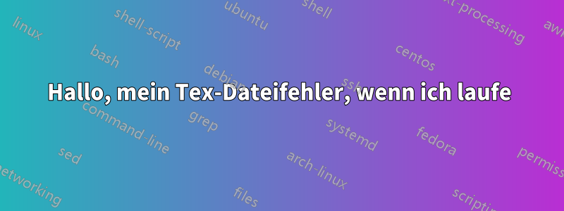 Hallo, mein Tex-Dateifehler, wenn ich laufe