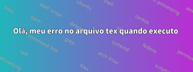 Olá, meu erro no arquivo tex quando executo