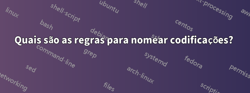 Quais são as regras para nomear codificações?