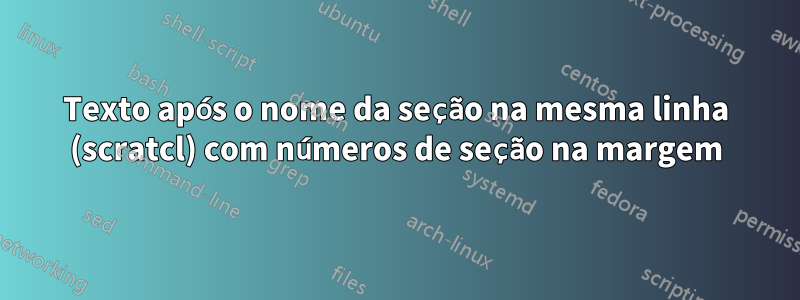 Texto após o nome da seção na mesma linha (scratcl) com números de seção na margem