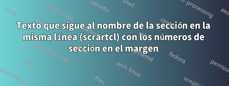 Texto que sigue al nombre de la sección en la misma línea (scrartcl) con los números de sección en el margen