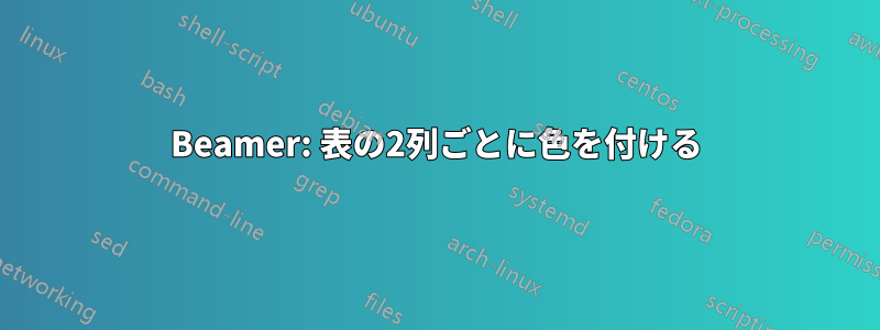 Beamer: 表の2列ごとに色を付ける