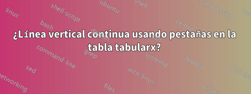 ¿Línea vertical continua usando pestañas en la tabla tabularx?