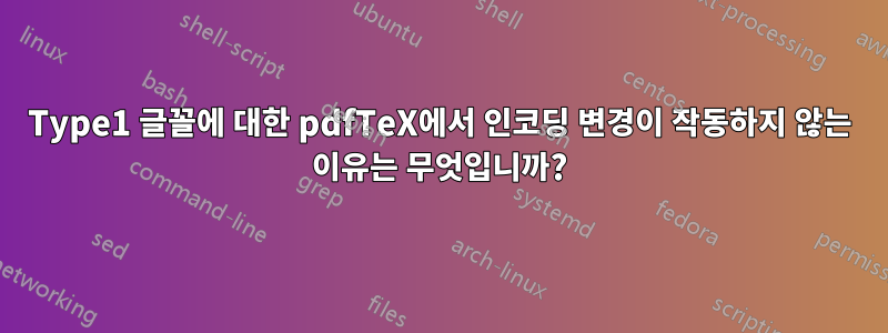 Type1 글꼴에 대한 pdfTeX에서 인코딩 변경이 작동하지 않는 이유는 무엇입니까?