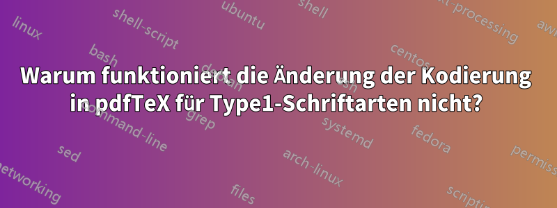 Warum funktioniert die Änderung der Kodierung in pdfTeX für Type1-Schriftarten nicht?