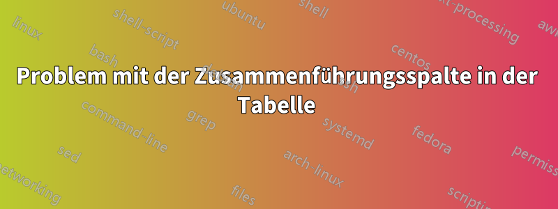 Problem mit der Zusammenführungsspalte in der Tabelle