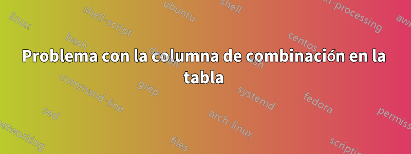 Problema con la columna de combinación en la tabla