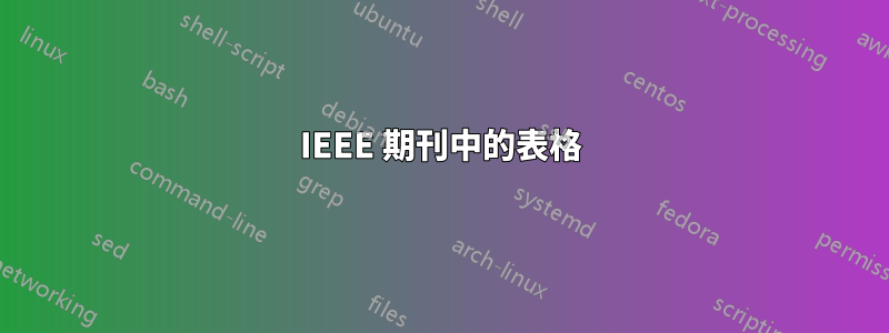 IEEE 期刊中的表格