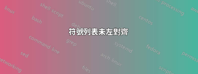 符號列表未左對齊