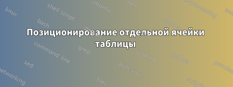 Позиционирование отдельной ячейки таблицы