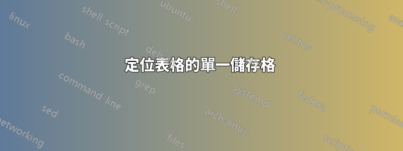 定位表格的單一儲存格