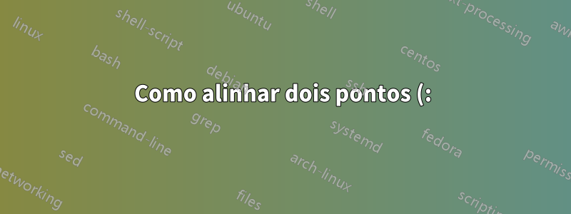 Como alinhar dois pontos (:) no modo de duas colunas?