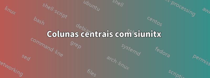 Colunas centrais com siunitx