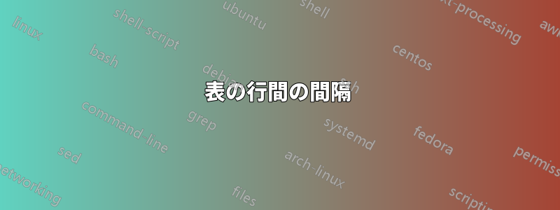 表の行間の間隔